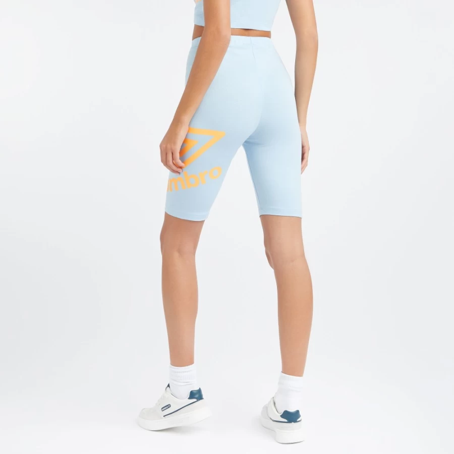 Umbro Women's Core Large Logo Cycling Shorts - Angel Falls & Blazing Orange