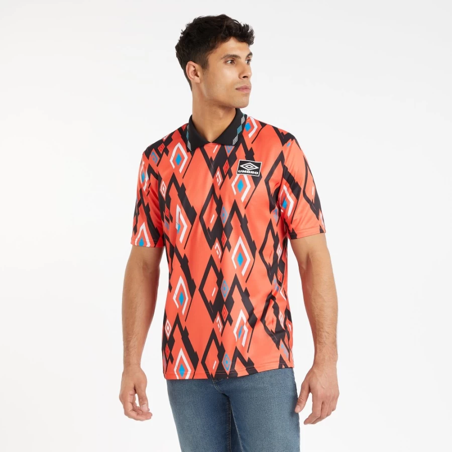 Umbro Men's Warm Red/Cyan/White Tropics Football Jersey