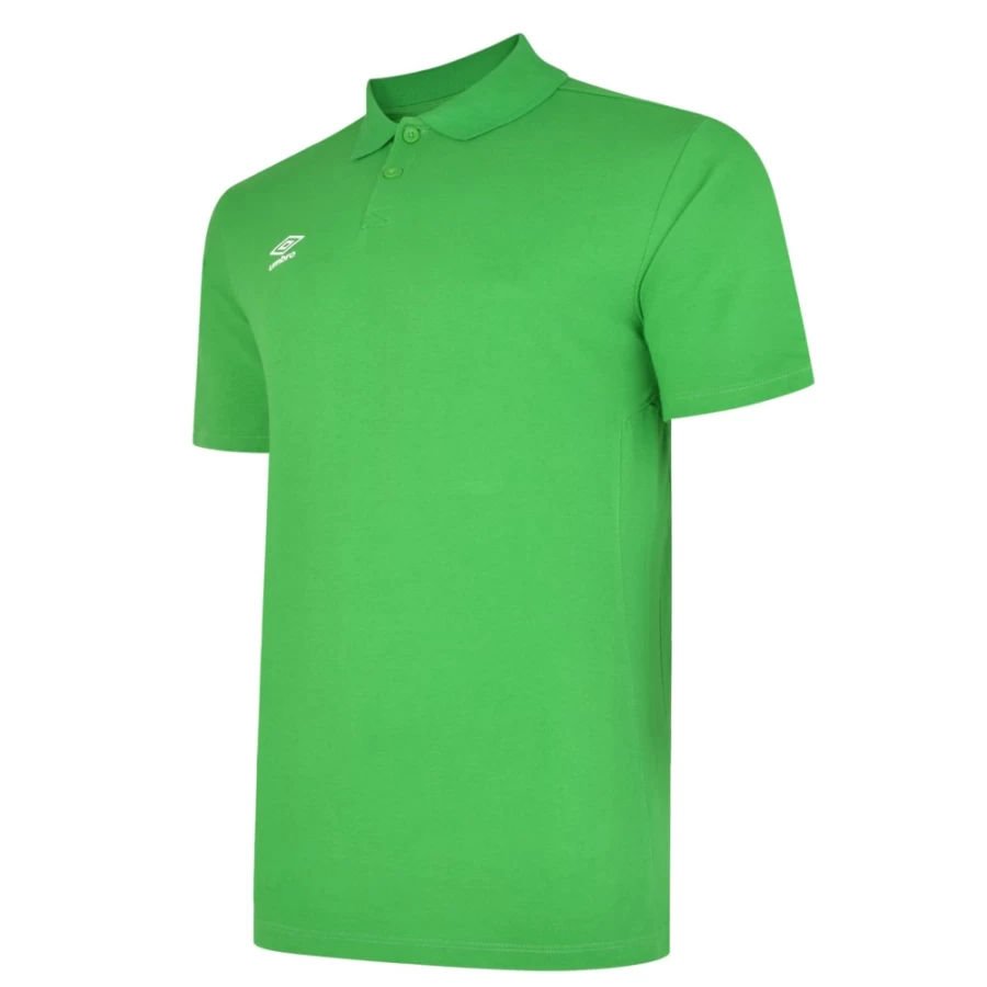 Umbro Kids Essential Polo Shirt - Emerald Green & White Stripe Junior Top