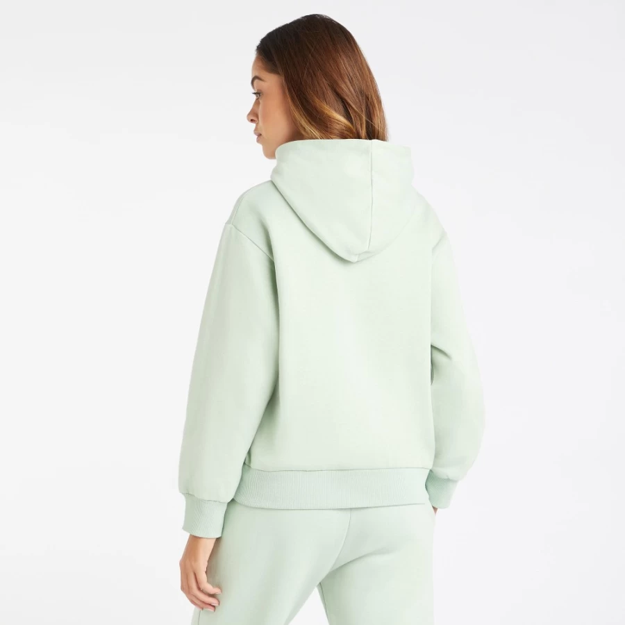 Umbro Women's Core Hoodie - Subtle Green & White Pullover Sweatshirt