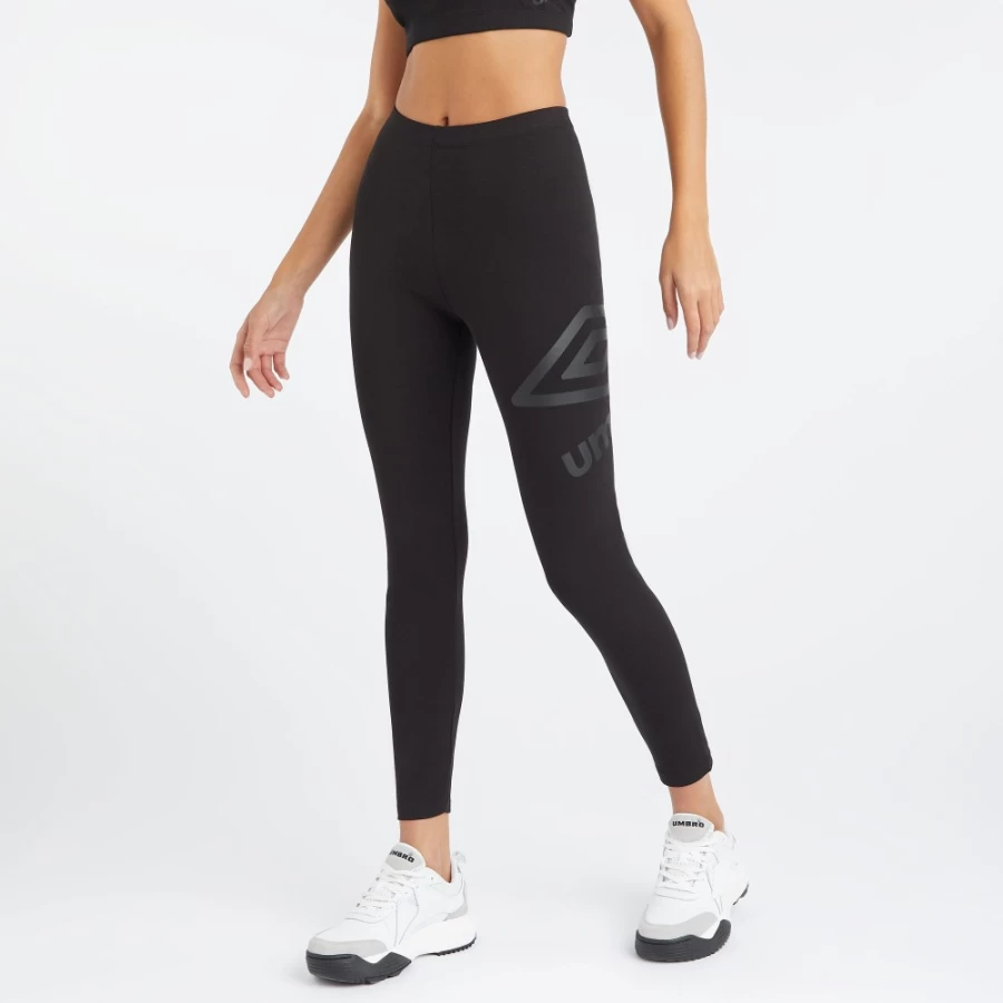 Umbro Women's Black Core Large Logo Leggings - High Waist Athletic Yoga Pants