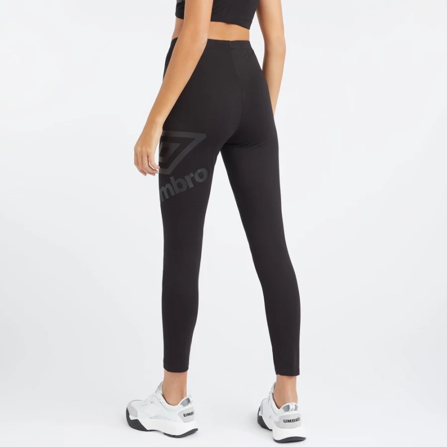 Umbro Women's Black Core Large Logo Leggings - High Waist Athletic Yoga Pants