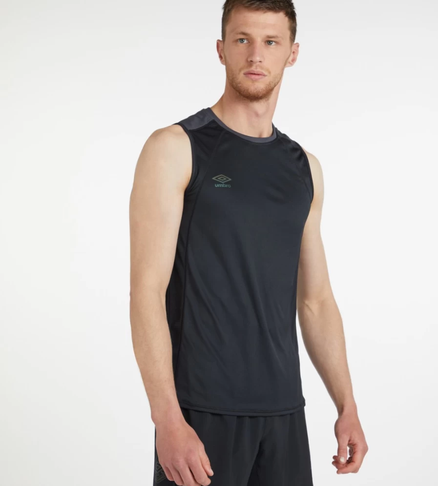 Umbro Men's Pro Training Singlet - Black / Carbon Athletic Top for Sports & Fitness
