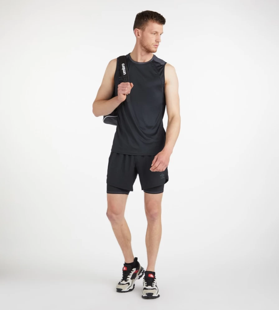 Umbro Men's Pro Training Singlet - Black / Carbon Athletic Top for Sports & Fitness