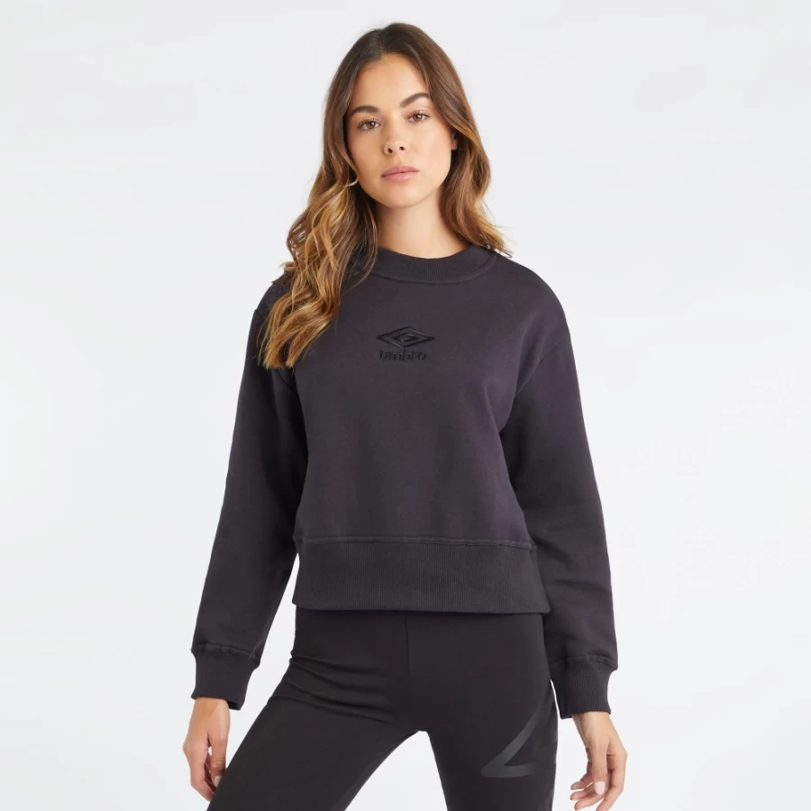 Umbro Women's Black Core Boxy Sweatshirt - Casual Pullover Hoodie