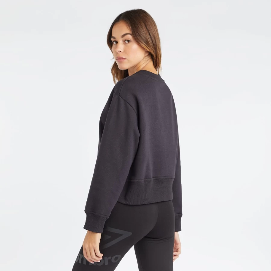 Umbro Women's Black Core Boxy Sweatshirt - Casual Pullover Hoodie
