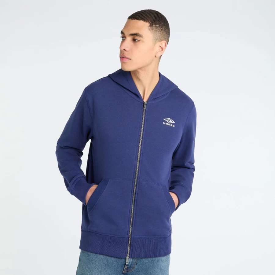 Umbro Men's Zip Hoodie in Midnight Sail & Ecru - Comfortable Athletic Pullover
