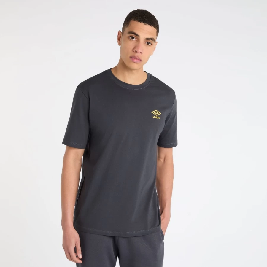 Umbro Men's Core Small Logo Tee - Collegiate Blue & Blazing Orange Casual T-Shirt
