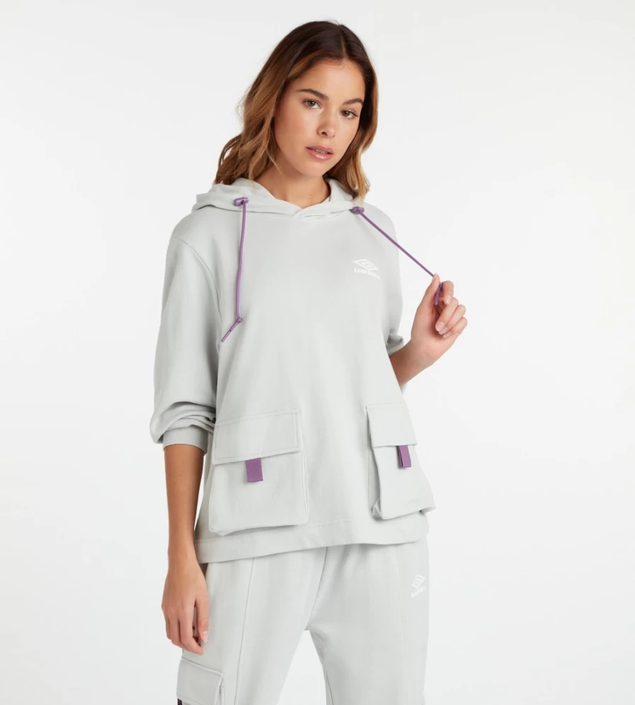 Umbro Women's Mist/Nitro Resort Utility Oversized Hoody - Comfortable Stylish Pullover
