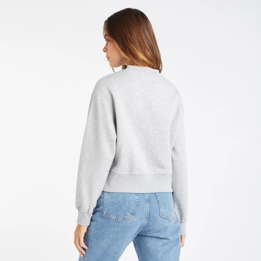 Umbro Women's Core Boxy Sweatshirt - Grey Marl & White Oversized Pullover