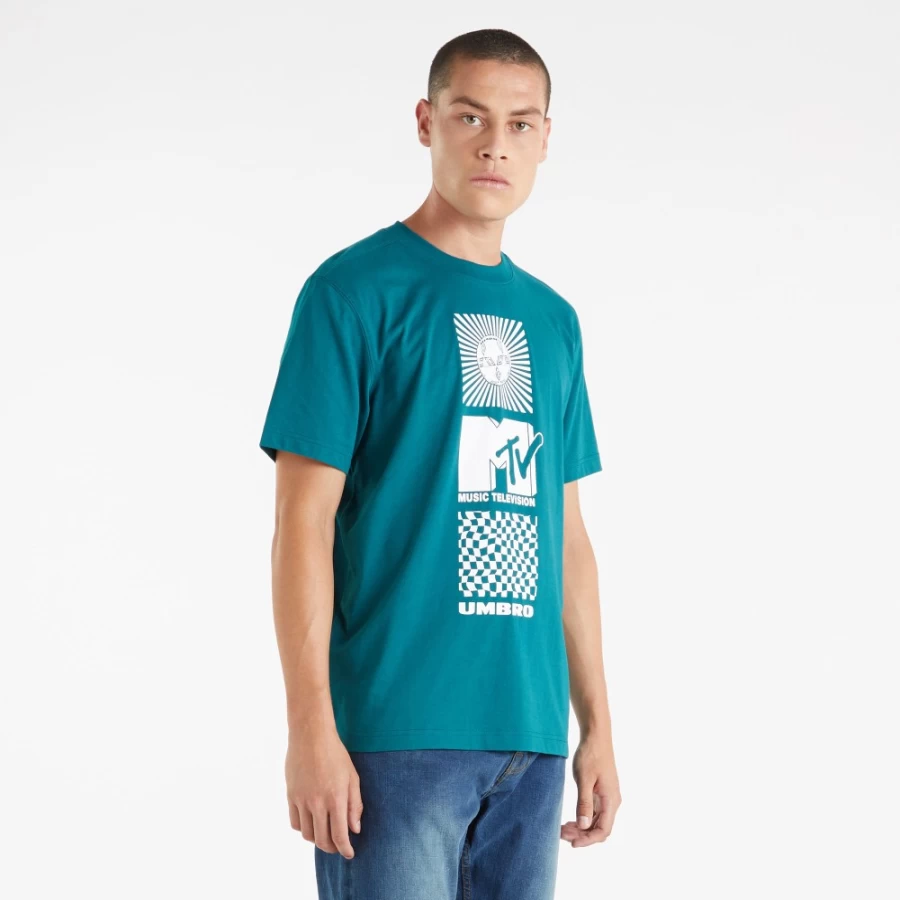 Umbro Men's Shaded Spruce MTV Graphic Tee - Vintage Inspired Cotton T-Shirt