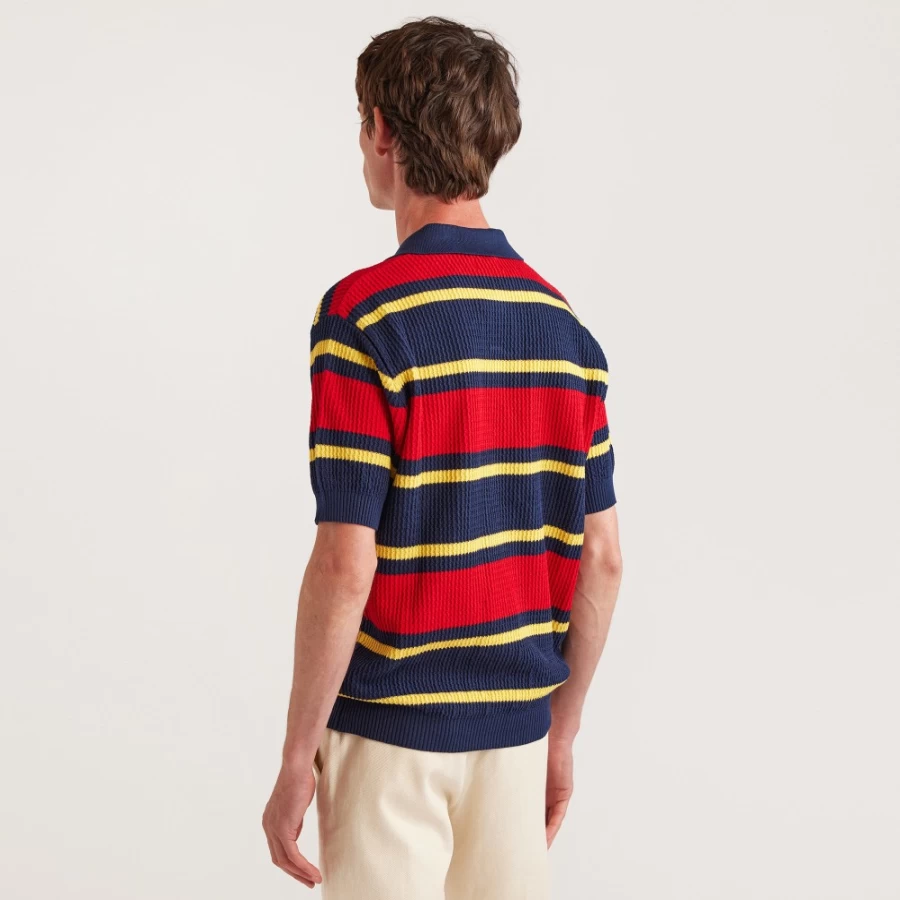 Umbro Men's Percival Jacquard Knit Polo Shirt - Multi Stripe Design
