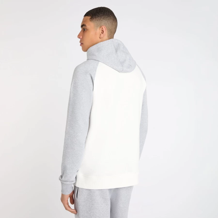Umbro Men's Core Raglan Hood Hoodie - Ecru & Grey Marl Pullover Sweatshirt