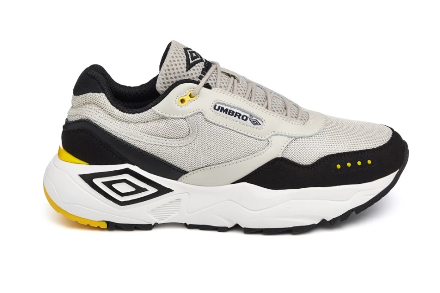 Umbro Phoenix Sneaker for Men - Moonstruck, Black & Fluo Yellow Running Shoes