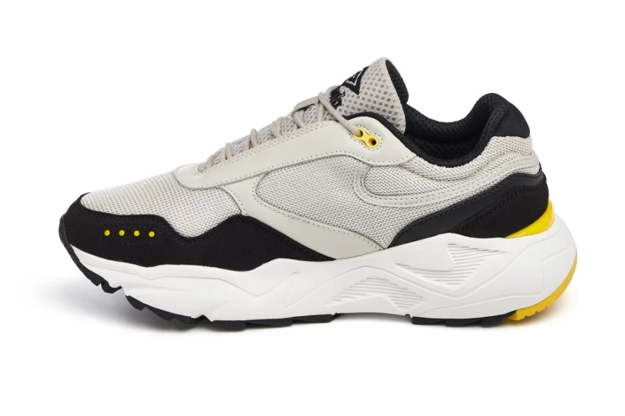 Umbro Phoenix Sneaker for Men - Moonstruck, Black & Fluo Yellow Running Shoes