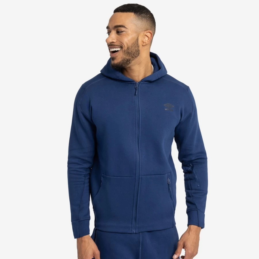 Umbro Men's Pro Fleece Elite Hooded Jacket in Tw Navy - Warm & Comfortable Fleece Pullover