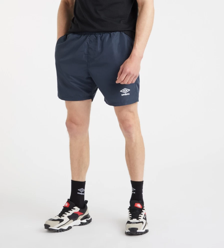 Umbro Men's Active Style Poly Woven Shorts in Indian Ink/White - Lightweight Athletic Shorts