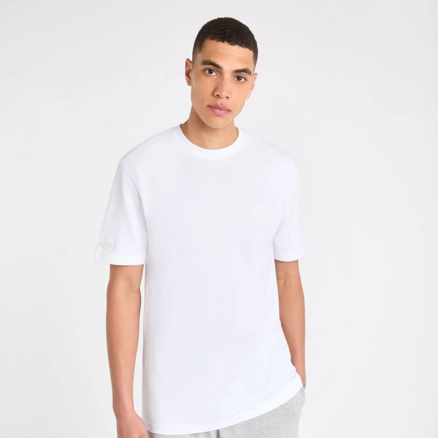Umbro Men's White Sport Style Pique Tee - Athletic Performance T-Shirt