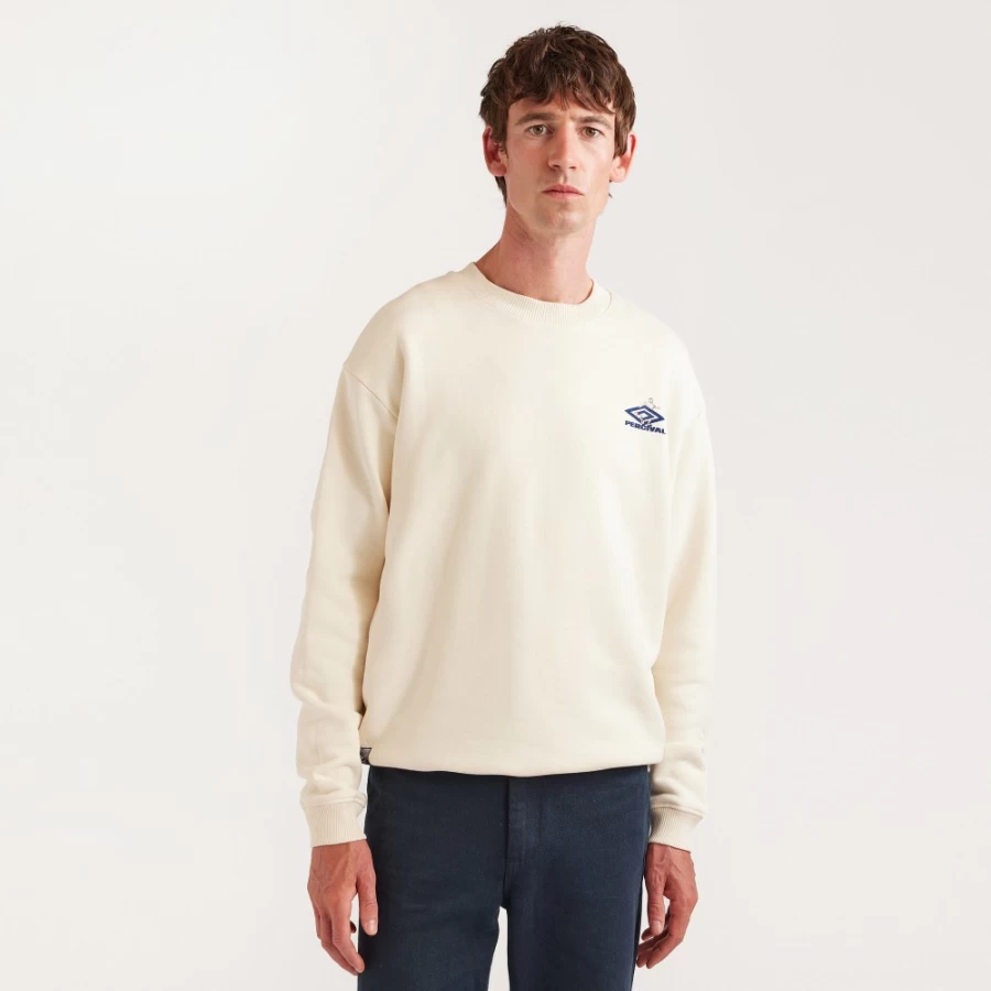 Umbro Men's Ecru Percival Flocked Sweatshirt - Comfortable & Stylish Pullover