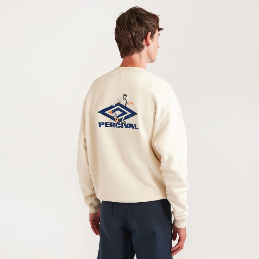 Umbro Men's Ecru Percival Flocked Sweatshirt - Comfortable & Stylish Pullover