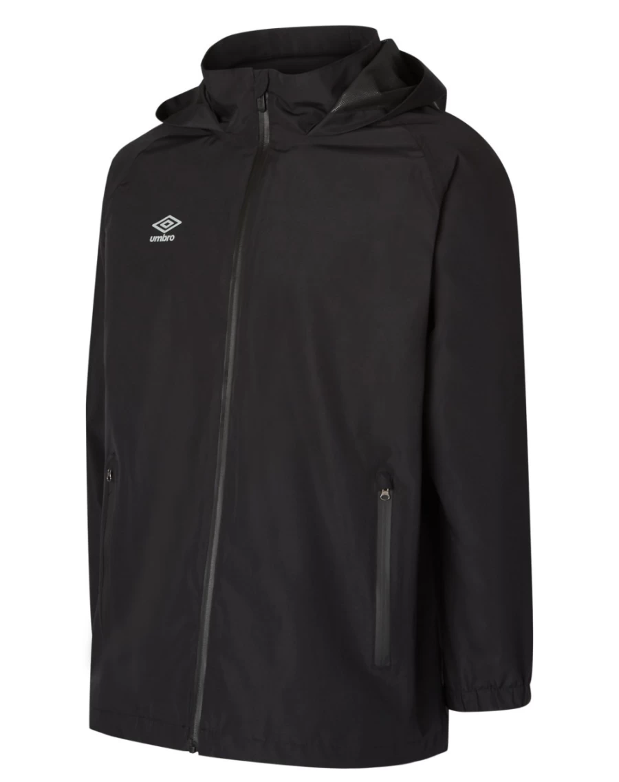 Umbro Kids Black Waterproof Jacket - Club Essential Junior Outdoor Raincoat
