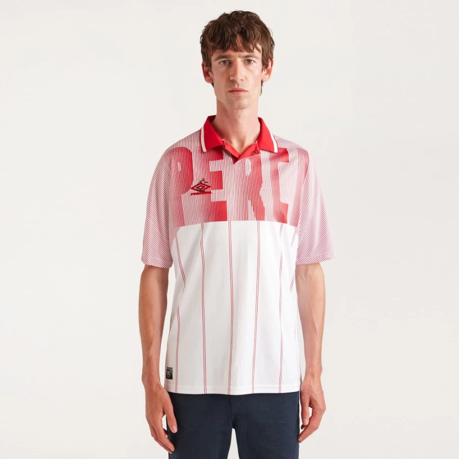 Umbro Men's Retro Football Shirt - Classic Red Percival Design