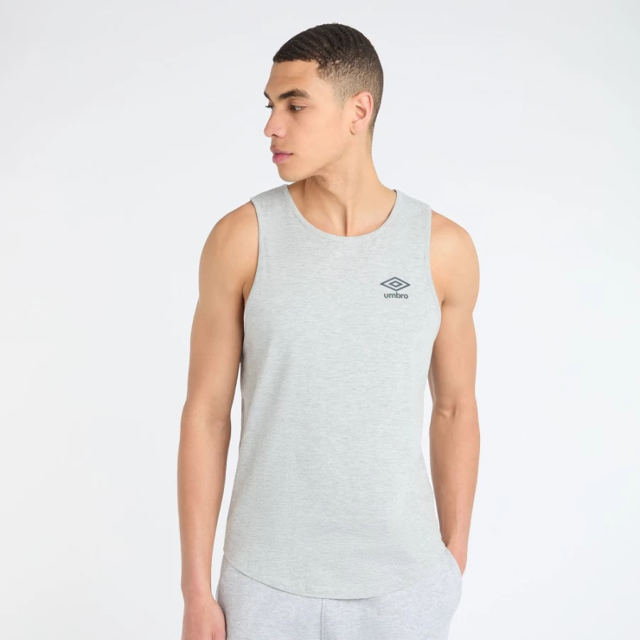 Umbro Men's Core Vest - Grey Marl & Collegiate Blue Athletic Sleeveless Top