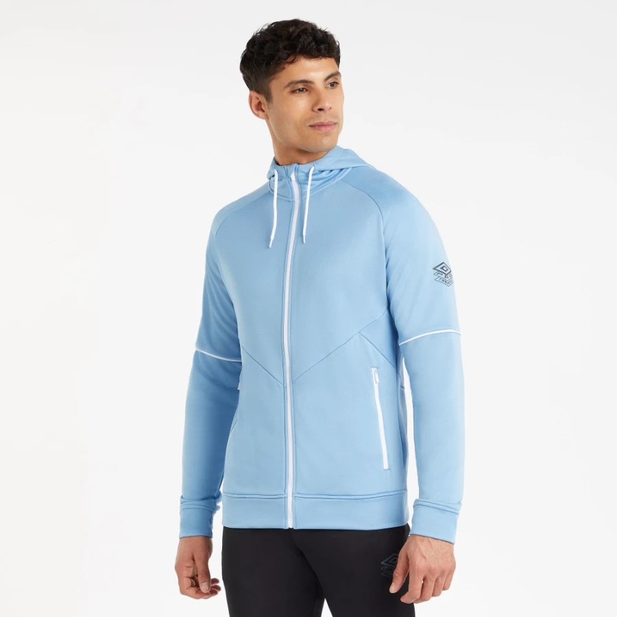 Umbro Men's Pro Training FZ Hoodie - Allure/Brilliant White Athletic Pullover