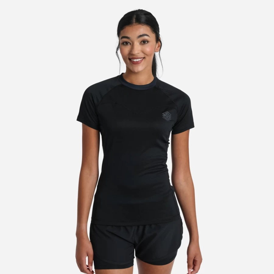 Umbro Women's Black Pro Training Printed Polyester T-Shirt