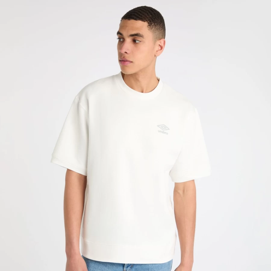 Umbro Men's Core Tee Sweat Shirt - Ecru & High Rise Casual Comfort Fit