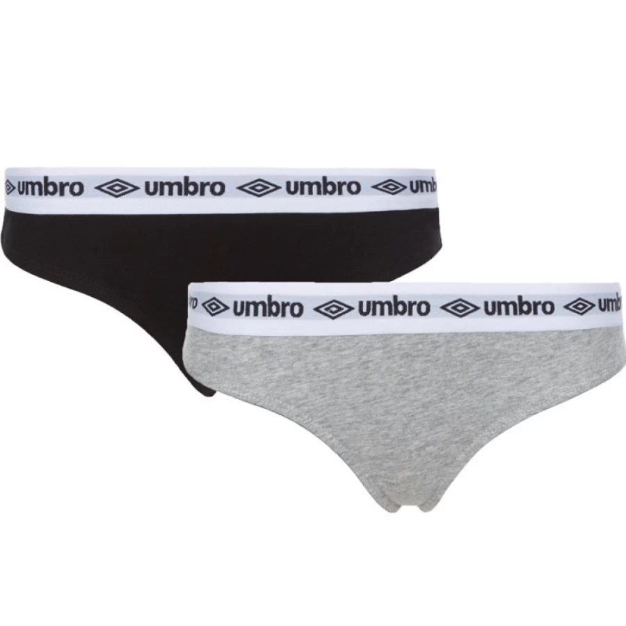 Umbro Women's Black & Grey M Core Thongs 2-Pack - Comfortable Underwear