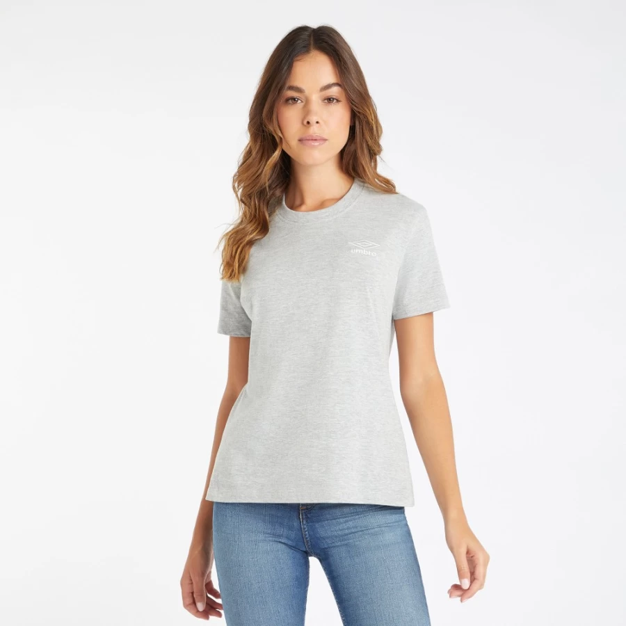 Umbro Women's Classic Tee - Grey Marl & White Casual T-Shirt