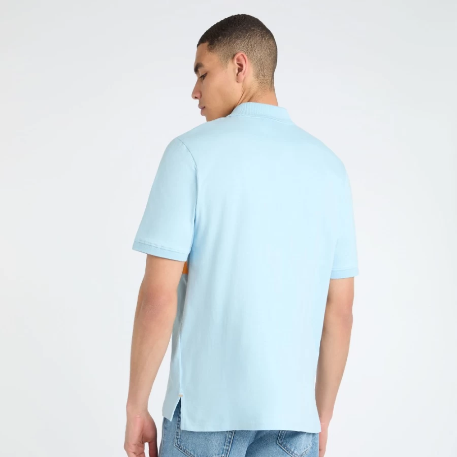 Umbro Men's Stripe Polo Shirt in Angel Falls, Ecru & Blazing Orange Colors