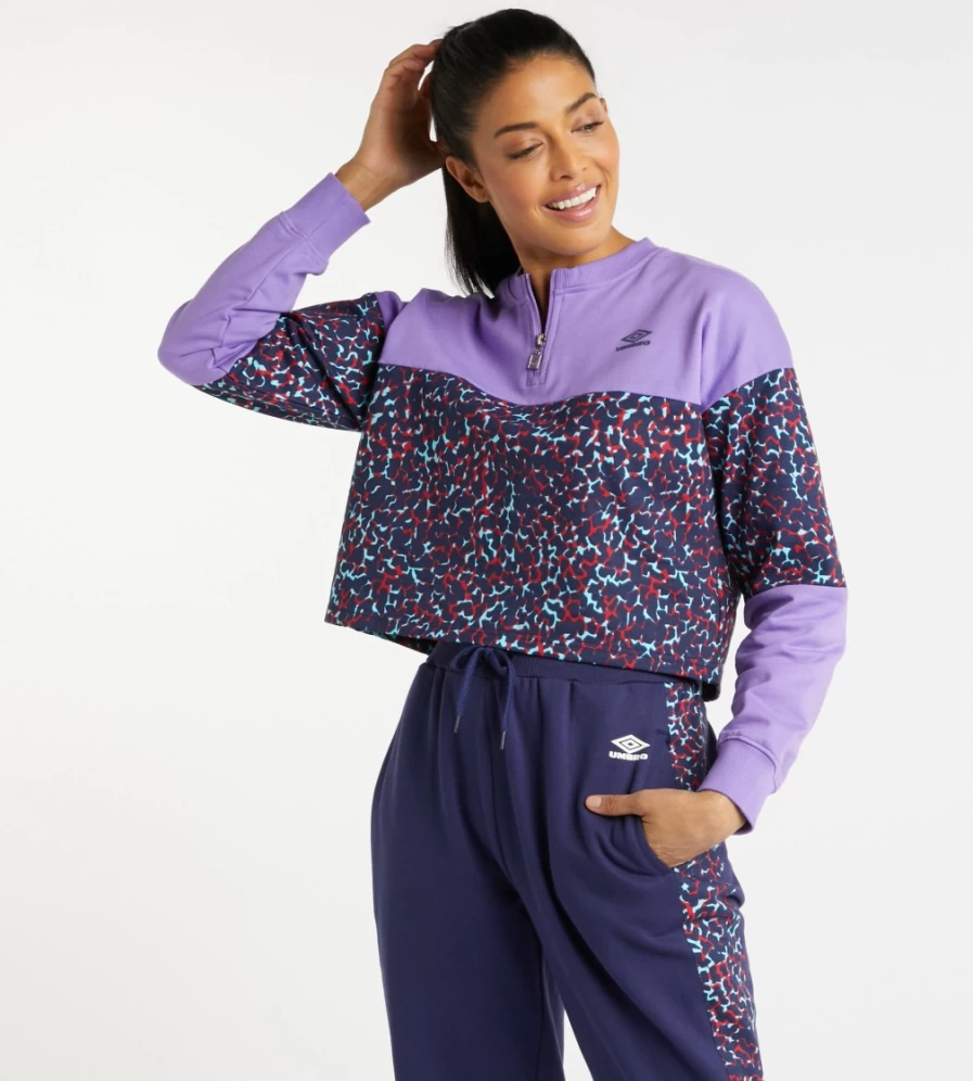 Umbro Women's Rhian Crew Neck Sweatshirt in Purple Haze & Multi Colors