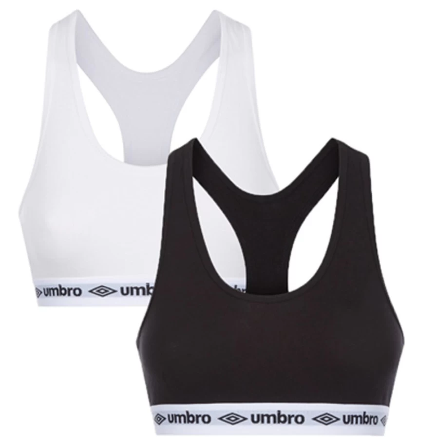 Umbro Women's Core Bra 2-Pack - Black & White Sports Bras for Women
