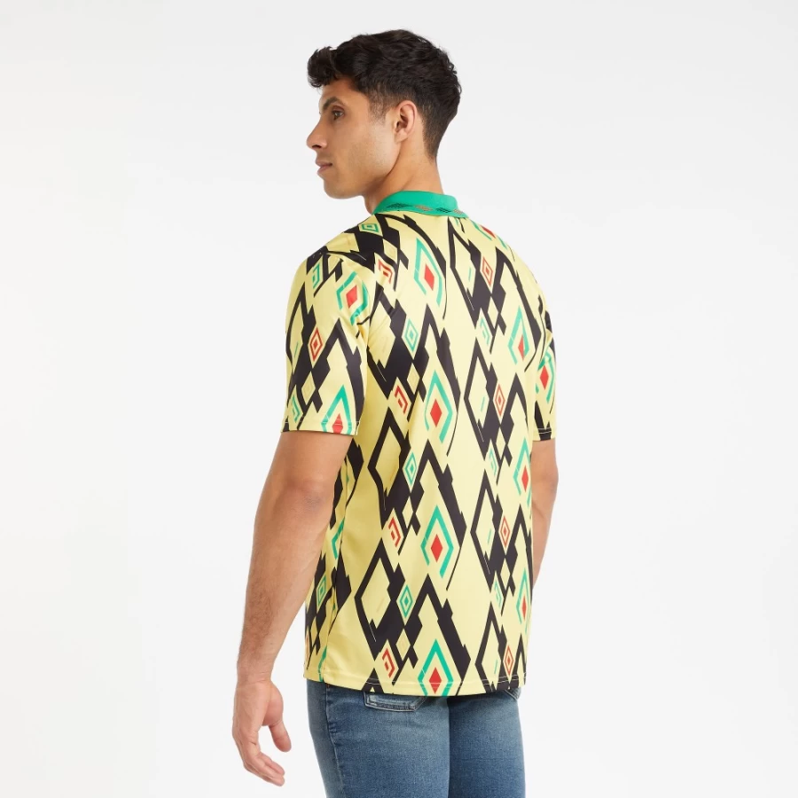 Umbro Men's Tropics Football Shirt - Yellow Cream & Black Jersey