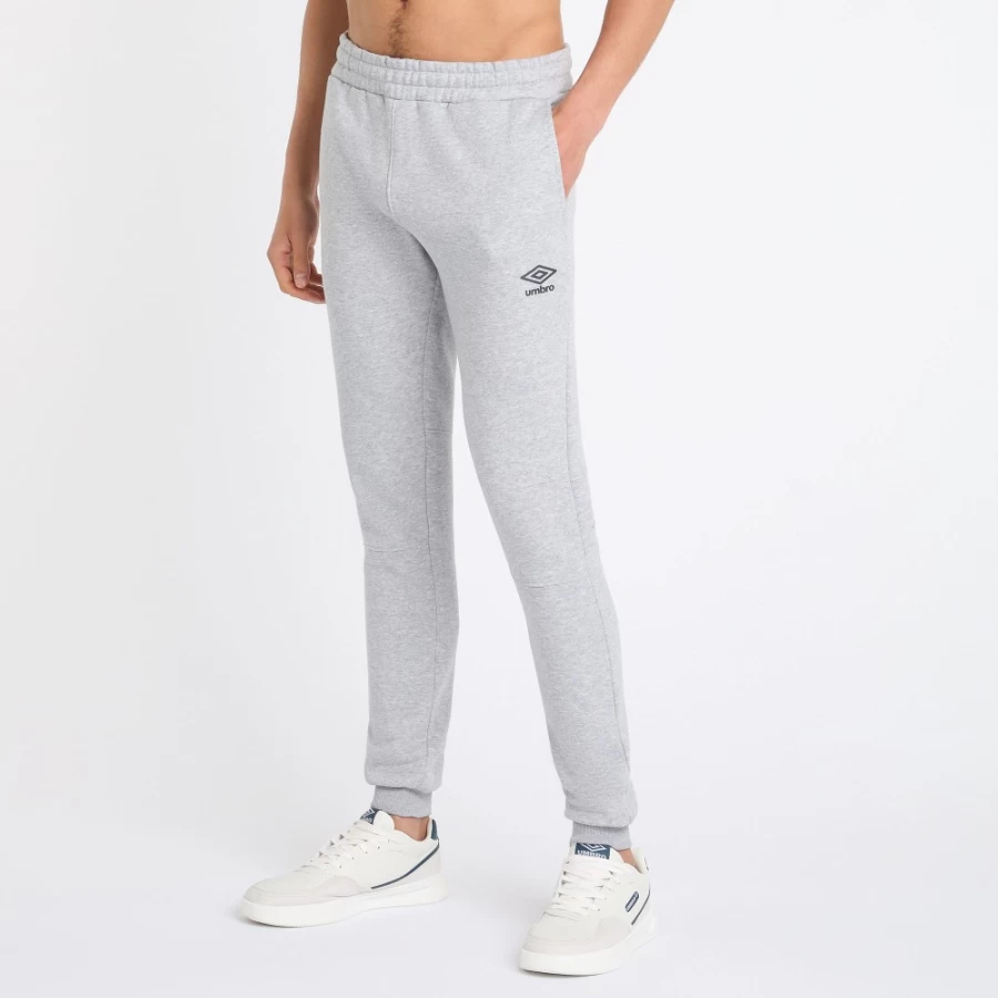 Umbro Men's Core Skinny Jogger Pants - Grey Marl & Collegiate Blue Athletic Trousers
