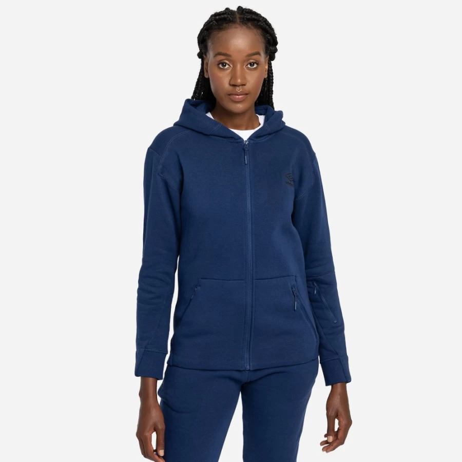 Umbro Women's Pro Fleece Elite Hooded Jacket in Tw Navy - Warm & Stylish Fleece Outerwear