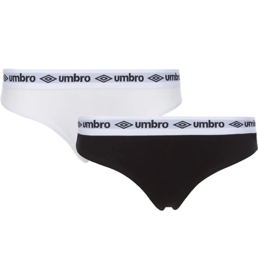 Umbro Women's Core Thongs 2-Pack - Black & White Cotton Underwear
