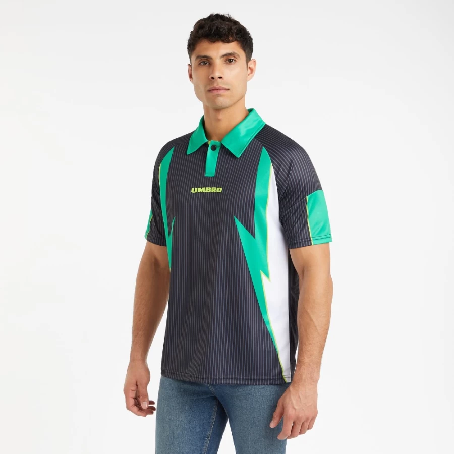 Umbro Men's Bolt Football Jersey - Black & Kelly Green Sports Shirt