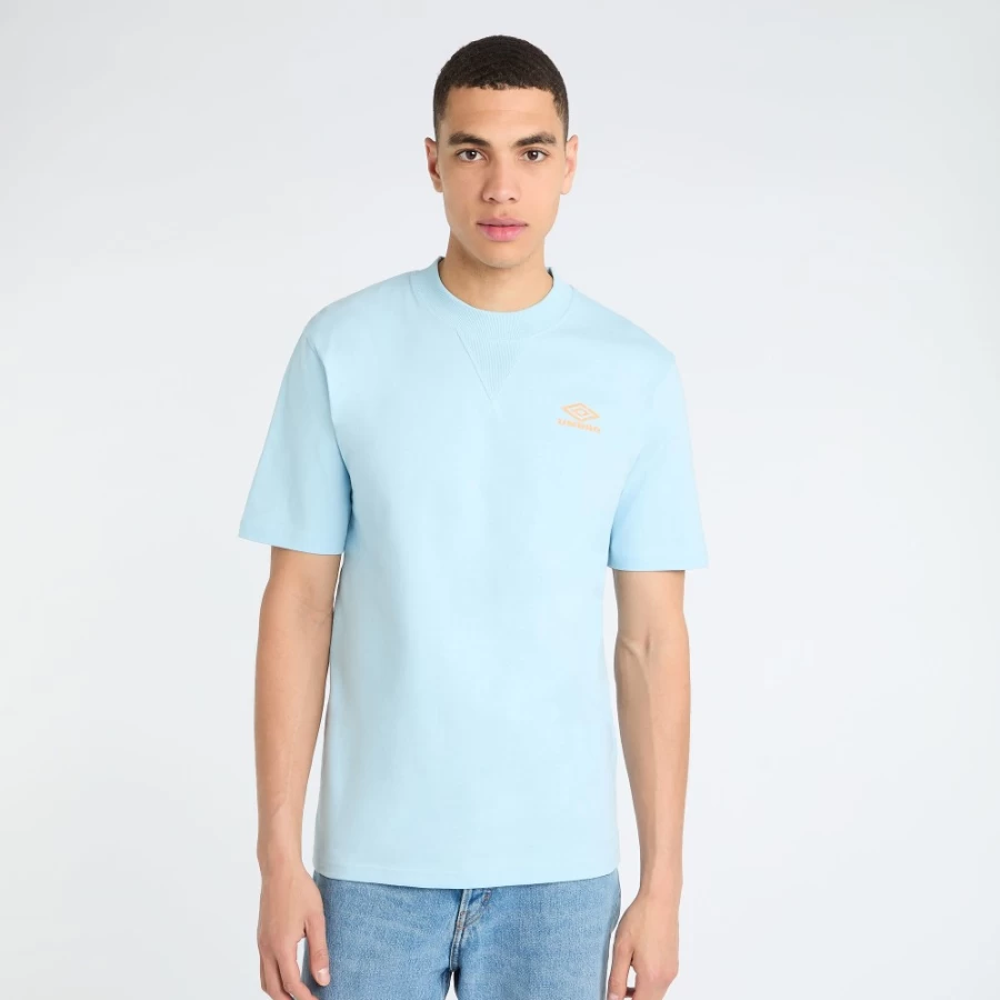 Umbro Men's Relaxed Tee - Angel Falls & Blazing Orange Casual T-Shirt