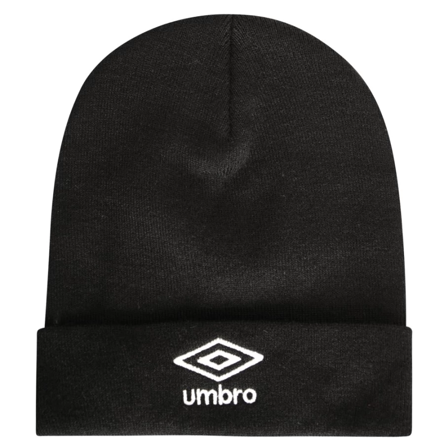 Umbro Men's Black Beanie Hat for Winter Warmth & Comfort