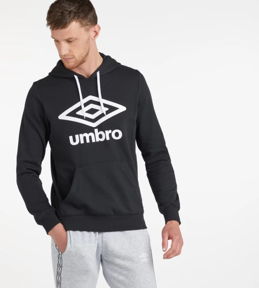 Umbro Men's Black Large Logo Loopback Hoodie