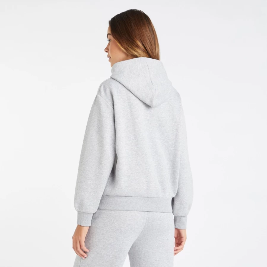 Umbro Women's Core Hoodie - Grey Marl & White Pullover Sweatshirt
