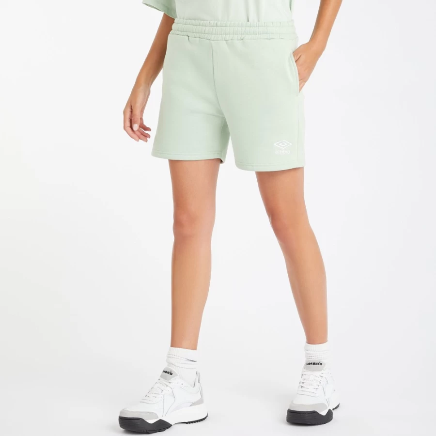 Umbro Women's Core Sweat Shorts - Subtle Green & White Athletic Shorts for Training & Comfort