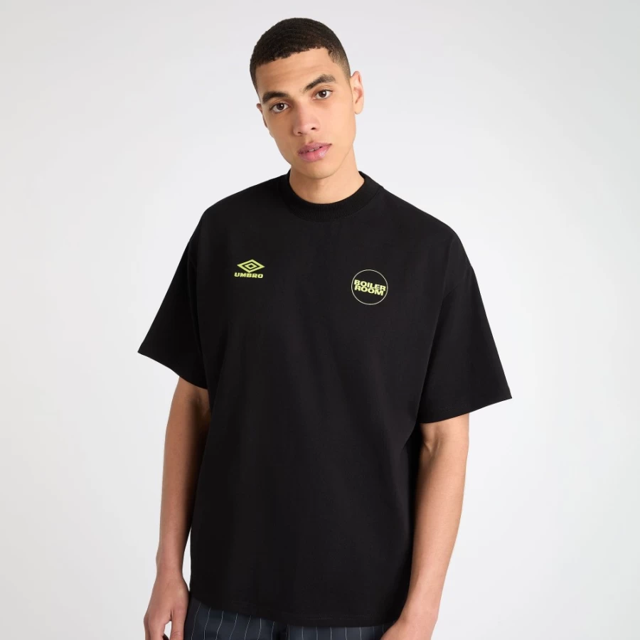 Umbro Men's Black Boiler Room Graphic Tee - Official Logo Streetwear T-Shirt