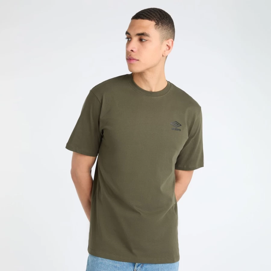 Umbro Men's Core Small Logo Tee - Forest Night & Black Casual T-Shirt