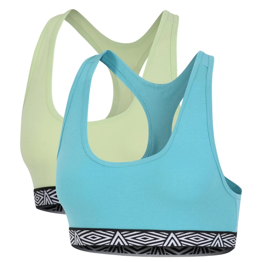 Umbro Women's Green & Turquoise Core Bra Top 2-Pack - Comfortable Sports Bras