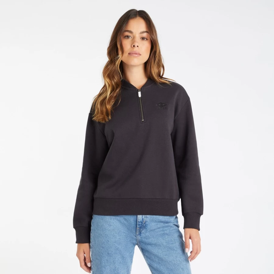 Umbro Women's Black Core Half Zip Sweatshirt - Athletic Pullover