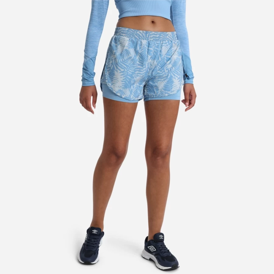 Umbro Women's Pro Training Hybrid Shorts - Allure/Silver Gray Printed Design